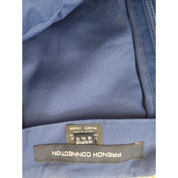 French Connection Blue Grey 3D Floral Lace Mini Skirt 12 Large L Party Wedding - Picture 3 of 7